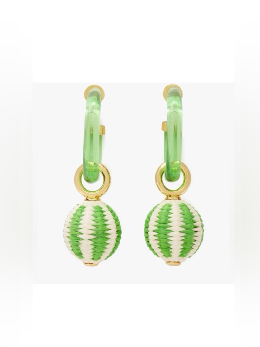 🩶KATE SPADE FEELING BUBBLY RAFFIA CHARM HOOP EARRINGS - NWT🩶